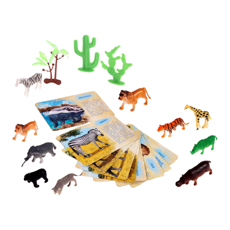 Игровой набор с обучающими карточками "Дикие животные"