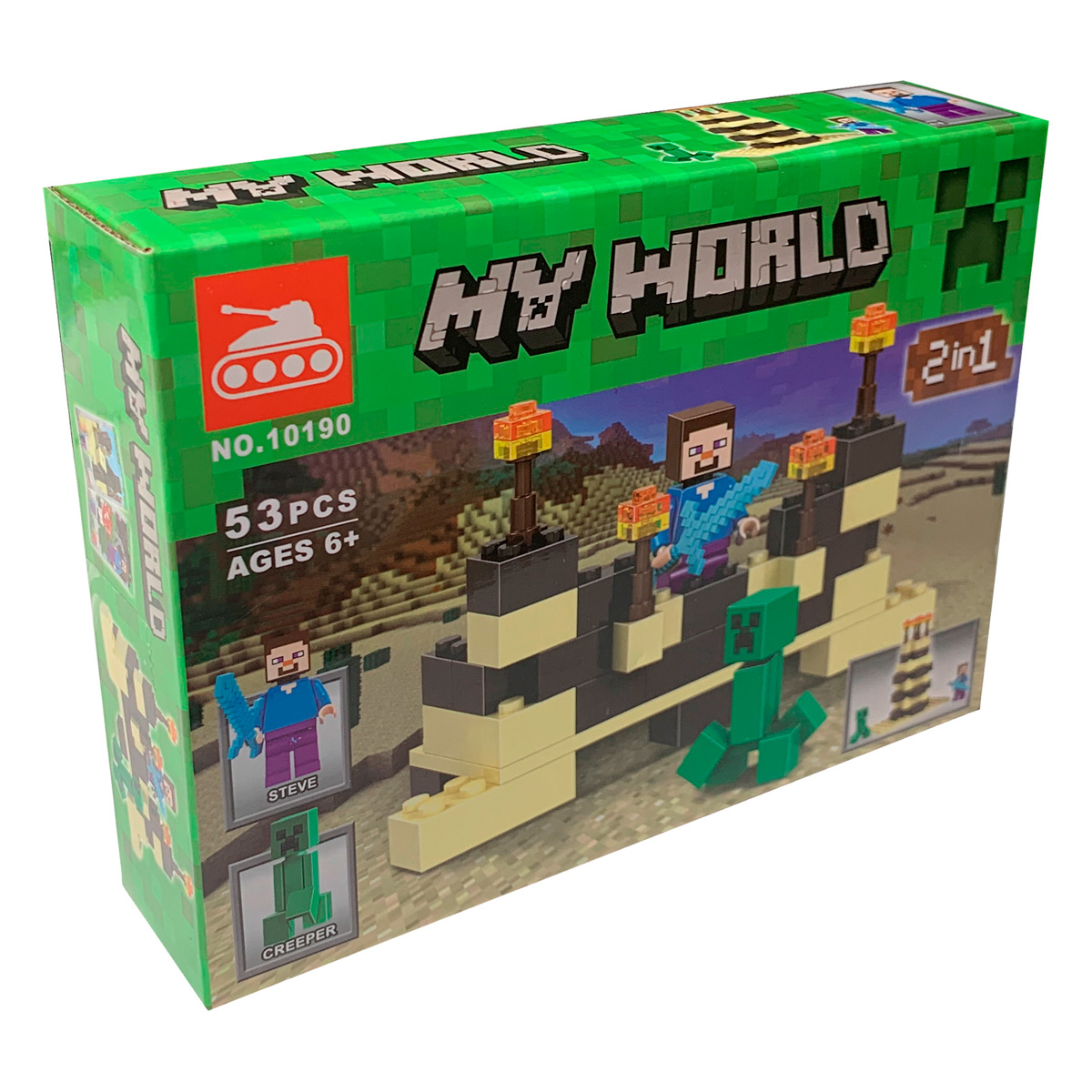 Конструктор Minecraft My world 10190 "Оборона от крипера в форте 2 в 1", 53 детали