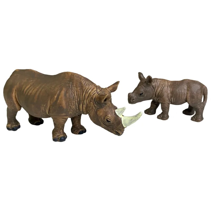 Набор фигурок животных "Самка носорога с детёнышем"