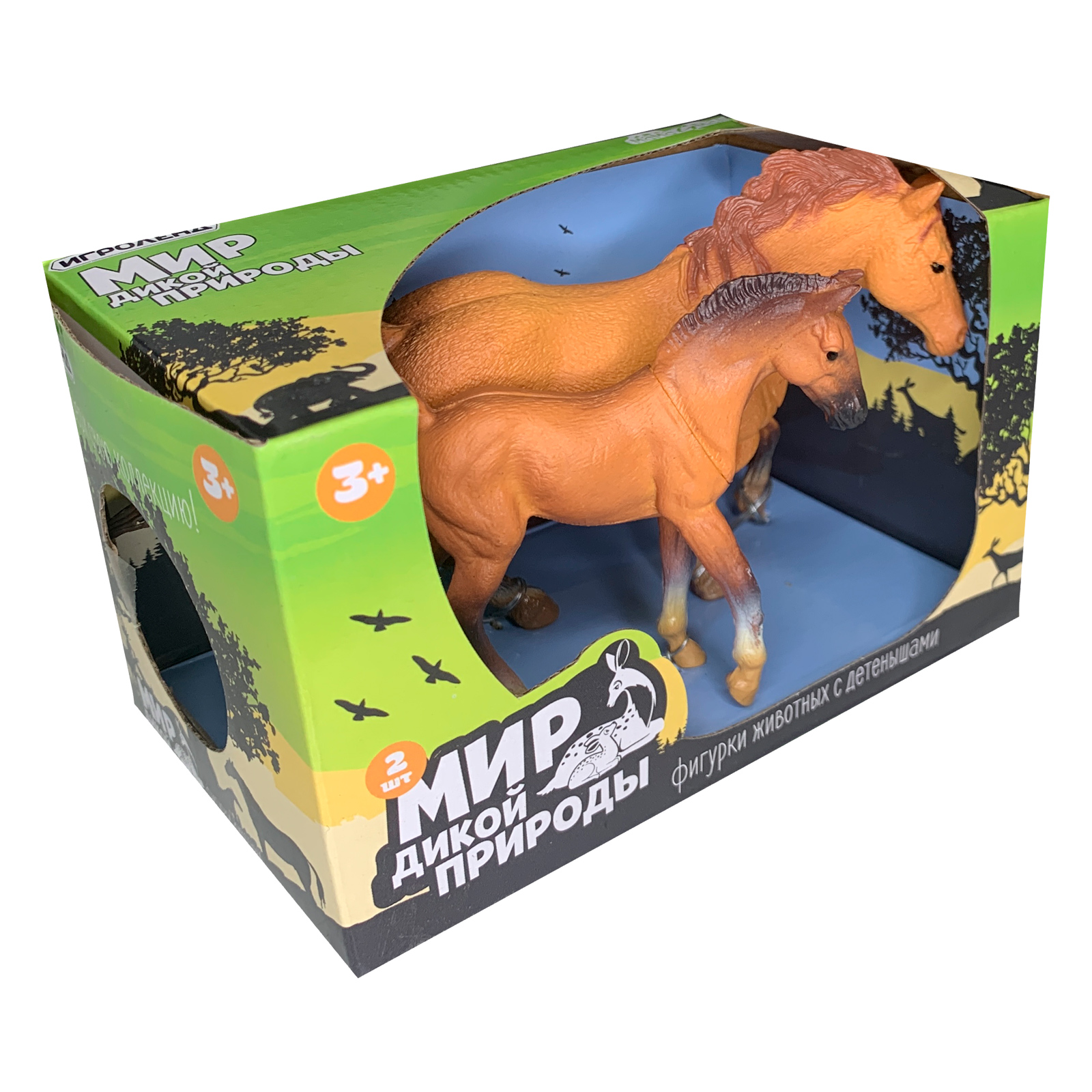 Набор фигурок животных "Лошадь с жеребёнком" в коробке