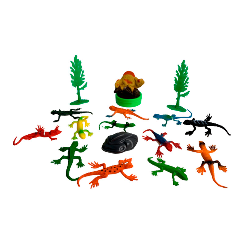 Набор из 12 фигурок "Ящерицы" + 3 декорации в тубусе