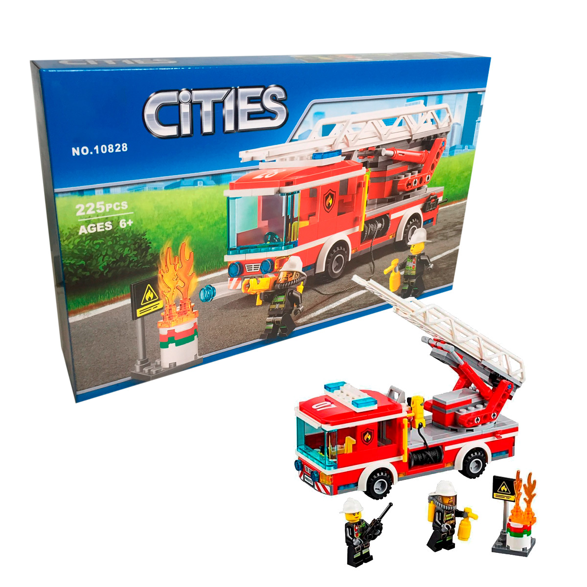 Конструктор Cities 10828 "Пожарная бригада", 225 деталей
