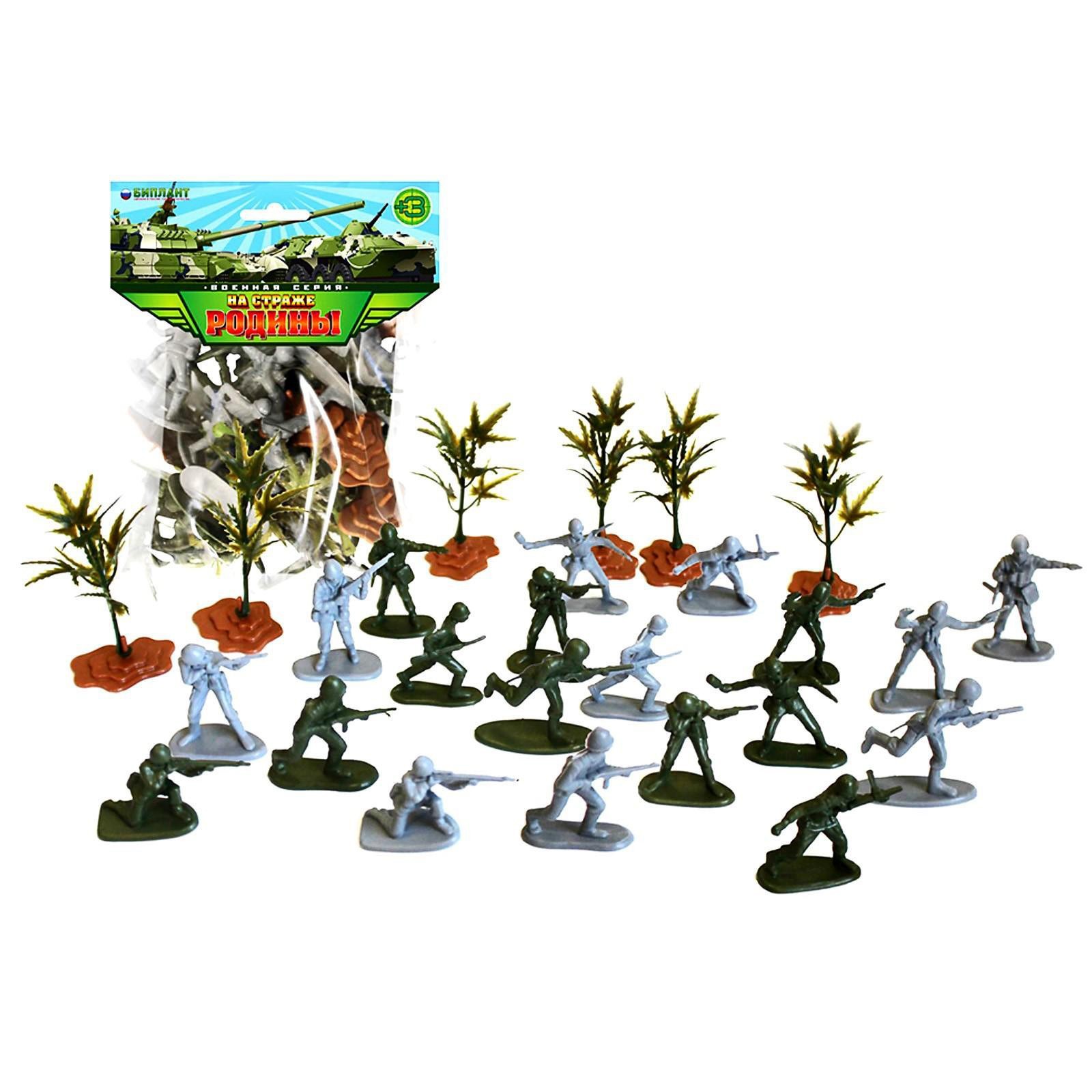Набор игрушечных солдатиков, 20 бойцов + деревья