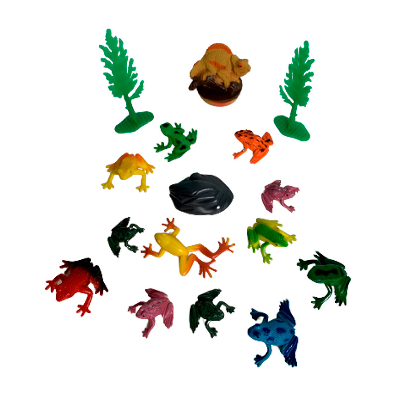 Набор из 12 фигурок "Лягушки" + 3 декорации в тубусе