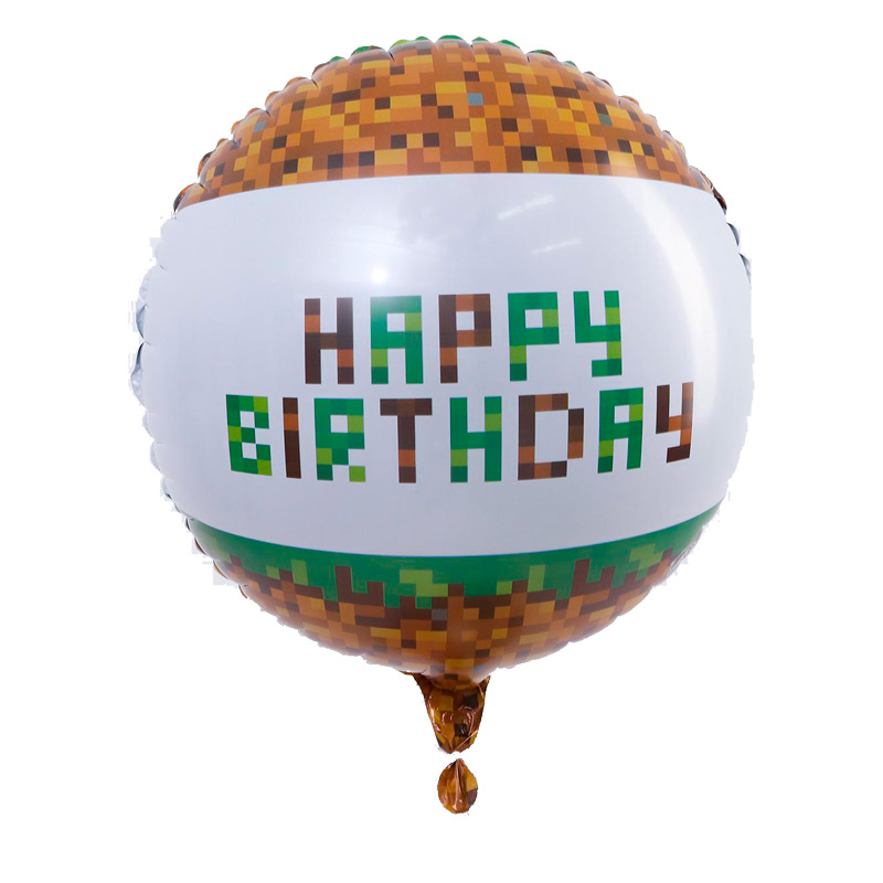 Воздушный шар фольгированный круглый "С днём рождения. Майнкрафт", 18"