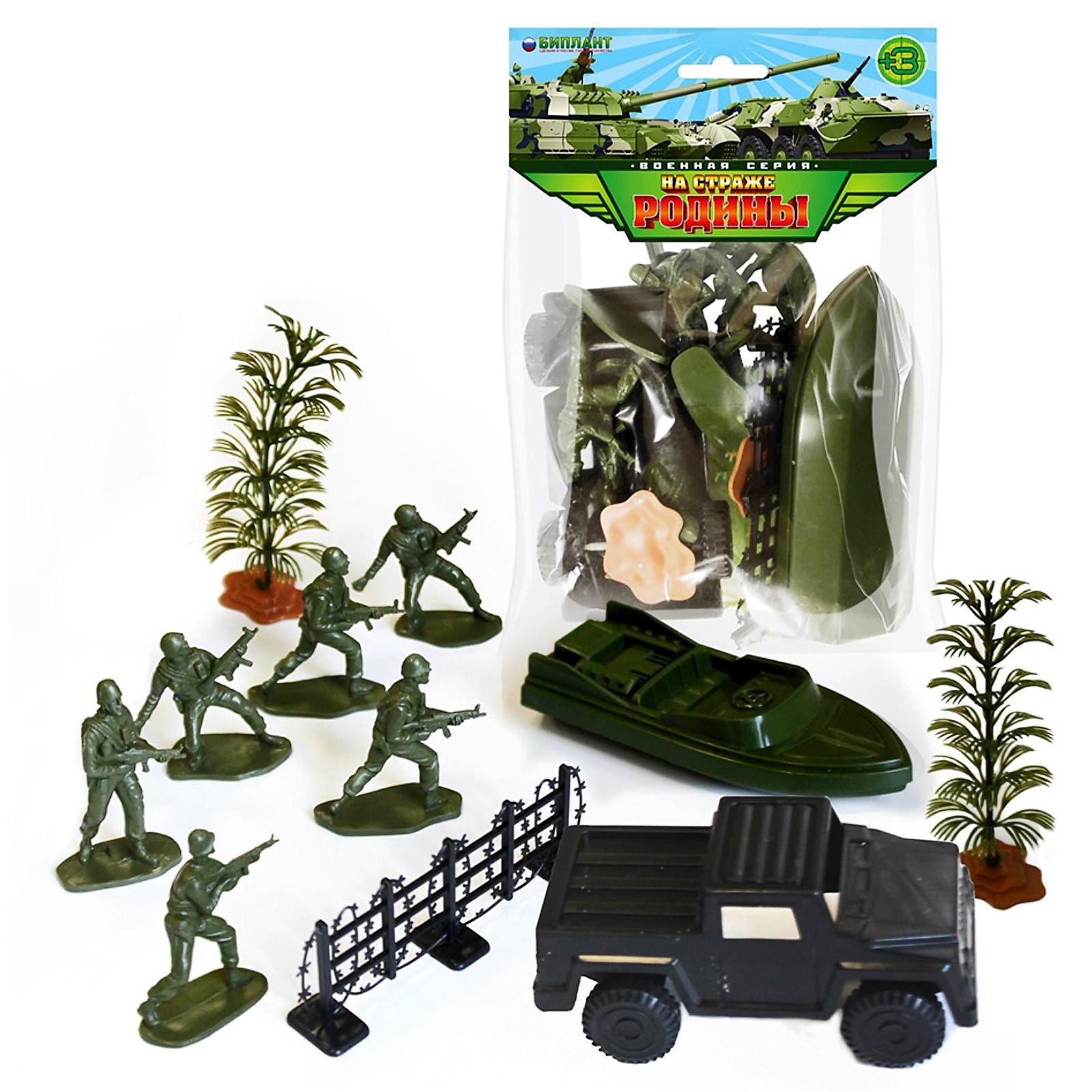 Набор игрушечных солдатиков, 6 бойцов + транспорт, растения и колючая проволока
