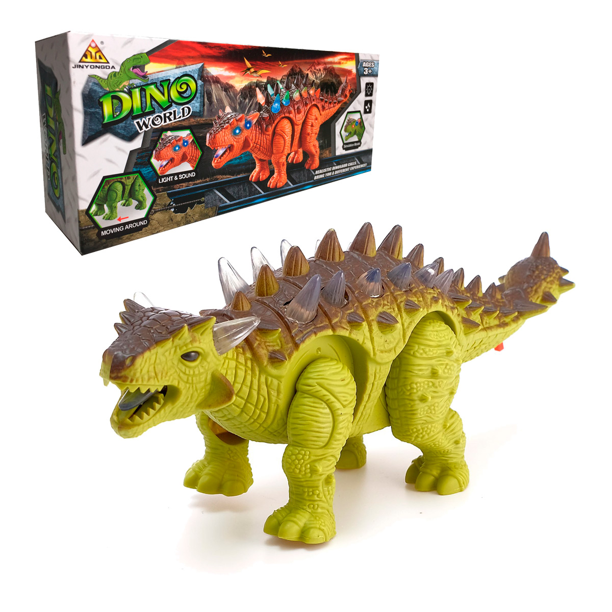 Динозавр Анкилозавр движущийся со звуком, зелёный, 26 см