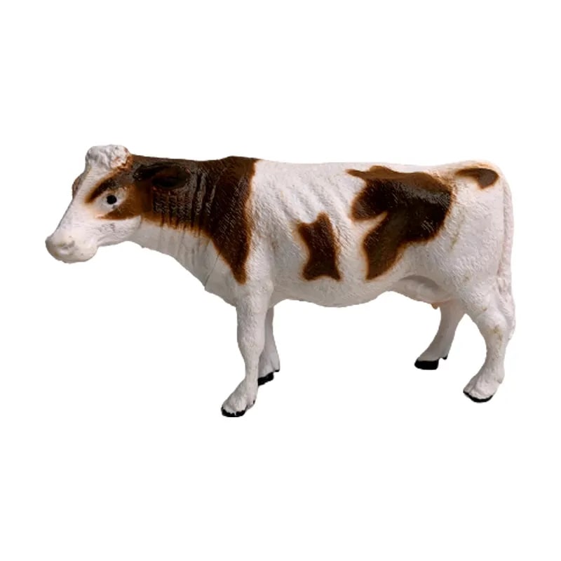 Фигурка животного "Корова белая с коричневыми пятнами", 12 см