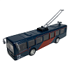 Модель троллейбуса металлическая 1:50, сине-красный, свет+звук, инерционный